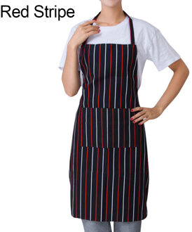 1 Pc Gestreepte Plaid Lange Mode Man Vrouwen Taille Schort Met Pocket Catering Chef Ober Bar Keuken Schort 70 Cm X 57 Cm rood streep
