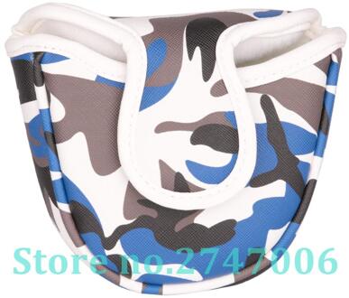 1 Pc Golf Club Mallet Putter Head Cover Kunstleer Met Blauw Camouflage Print En Magneet Putter Cover