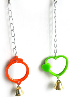 1 Pc Grappige Mini Vogel Spiegel Speelgoed Stand Spiegel Papegaaien Spelen Speelgoed Willekeurige Kleuren Heartshaped