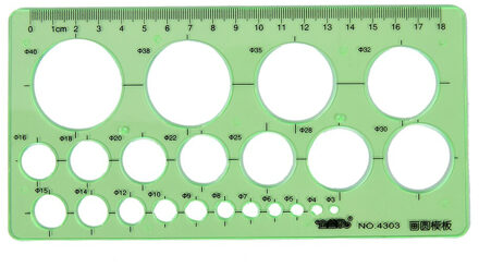 1 pc Green Plastic Lab Briefpapier Meten Ruler Tien Soorten Template Heerser Geometrie Tekening Sjabloon Heerser Schoolbenodigdheden N8