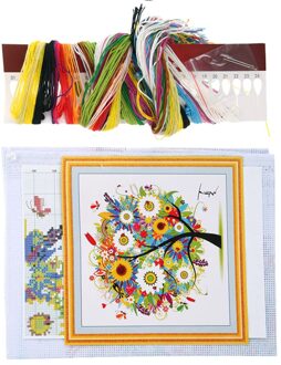 1 Pc Handwerken Diy Dmc Kruissteek Borduren Kit Vier Seizoenen Boom Katoenen Draad Home Decor TI99 MULTI