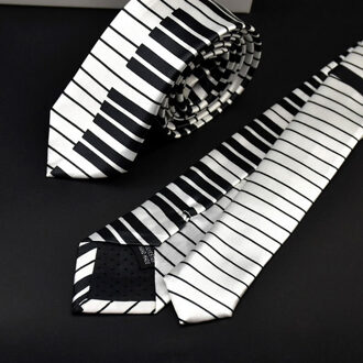 1 Pc Heren Black & White Piano Toetsenbord Stropdas Stropdas Klassieke Slanke Skinny Muziek Stropdas