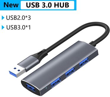 1 Pc High Speed Usb 3.0 Hub Multi Usb Splitter 4 Poorten Expander Adapter Type-C/ Type-een Naar Usb Computer Accessoires Voor Laptop Pc nieuw USB 3.0 Hub