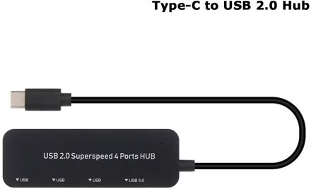 1 Pc High Speed Usb 3.0 Hub Multi Usb Splitter 4 Poorten Expander Adapter Type-C/ Type-een Naar Usb Computer Accessoires Voor Laptop Pc type-C to USB2.0 Hub