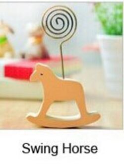 1 pc Hout Kaarthouder Bericht Memo Note Clip Houder Olifant Schapen Herten Paard Bureau Organizer Voor Kantoor School levert Swing paard