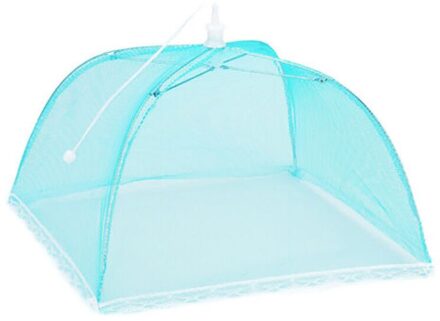 1 Pc Huishoudelijke Anti Muggen Vliegen Slip Kant Netto Opvouwbare Paraplu Voedsel Deksel Netto Voor Thuis Buiten Picknick Voedsel Protector blauw