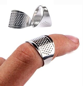 1 Pc Huishoudelijke Naaien Diy Gereedschap Silver Ring Vingerhoed Vinger Protector Quilten Craft Accessoires Naaien Vingerhoeden Verstelbare Ring