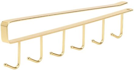 1 Pc Iron 6 Haken Bekerhouder Opknoping Badkamer Hanger Keuken Organizer Kast Deur Plank Verwijderd Opbergrek Home Decor goud