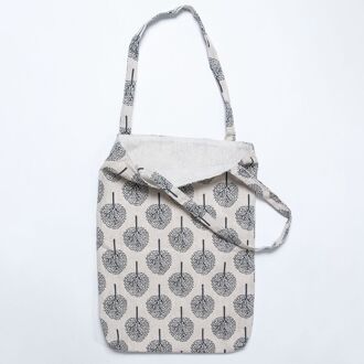 1 Pc Katoen Canvas Bloemen Handgemaakte Handtas Bestand Zak Studenten Briefpapier Schooltas Opvouwbare Grote Capaciteit Herbruikbare Boodschappentas 2 laag