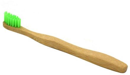 1 pc Kind Natuurlijke Eco Vriendelijke Zachte Haren Bamboe Handvat Tandenborstel Houten Tandenborstel Tandheelkundige Tandenborstel Kraft Verpakking BTZ1 groen