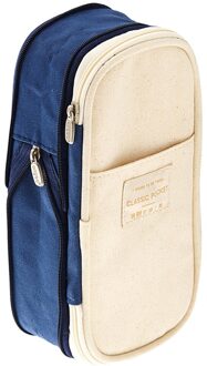 1 PC Koreaanse Briefpapier Eenvoudige Stijl Candy Kleur Canvas Grote Capaciteit Multifunctionele Briefpapier Clamshell Etui best selling diep blauw