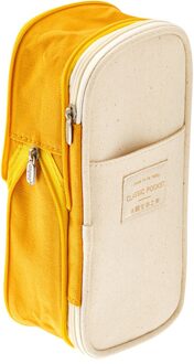 1 PC Koreaanse Briefpapier Eenvoudige Stijl Candy Kleur Canvas Grote Capaciteit Multifunctionele Briefpapier Clamshell Etui best selling Geel