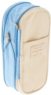 1 PC Koreaanse Briefpapier Eenvoudige Stijl Candy Kleur Canvas Grote Capaciteit Multifunctionele Briefpapier Clamshell Etui best selling lucht blauw