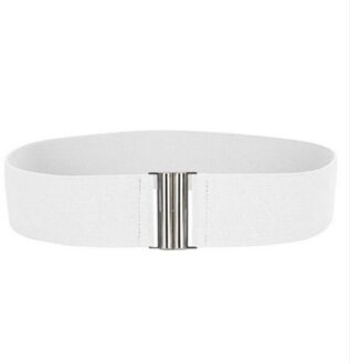1 PC Lente Zomer Mode vrouwen Zilveren Gesp Brede Stretch Elastische Corset Taille Riemen Tailleband Elegante Dame Riem wit