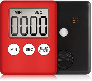 1 Pc Magnetische Mini 8 Kleuren Digital Screen Kookwekker Vierkante Countdown Alarm Magneet Klok Slaap Stopwatch Klok Timer Gereedschap rood
