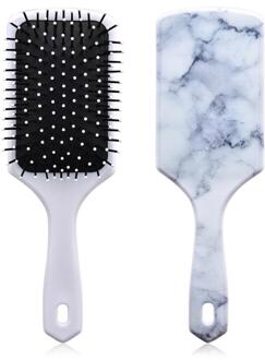 1 Pc Marmering Ovale Plastic Borstel Paddle Kussen Hoofdhuid Massage Kam Salon Kappers Styling Krullend Haar Kam