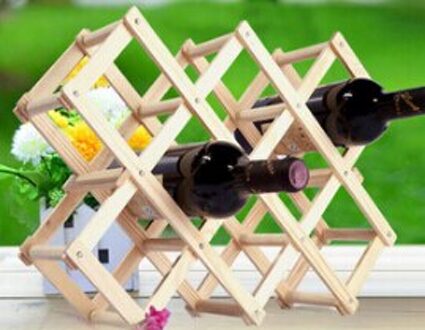 1 PC Massief Houten Opvouwbare Wijn Rekken Opvouwbare Wijn Stand Houten Wijn Houder Wijn Rekken Keuken Bar Display Plank EJB 2043 Rood