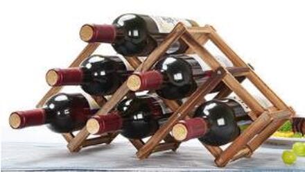 1 PC Massief Houten Opvouwbare Wijn Rekken Opvouwbare Wijn Stand Houten Wijn Houder Wijn Rekken Keuken Bar Display Plank EJB 2043 zwart