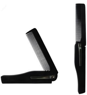 1 Pc Mens Womens Beauty Handgemaakte Vouwen Pocket Clip Haar Snor Baard Kam 1stk zwart