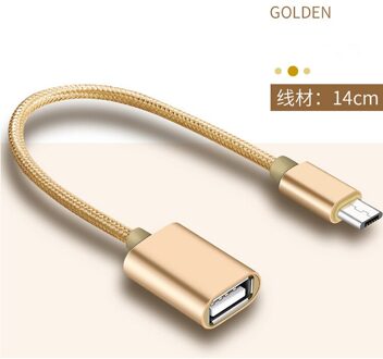 1 Pc Micro Usb Otg Kabel Naar Usb Adapter Otg Opladen Micro Charger Data Kabel Converter Voor Xiaomi Voor Samsung voor Huawei goud