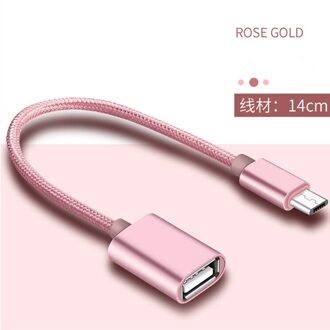 1 Pc Micro Usb Otg Kabel Naar Usb Adapter Otg Opladen Micro Charger Data Kabel Converter Voor Xiaomi Voor Samsung voor Huawei roos goud