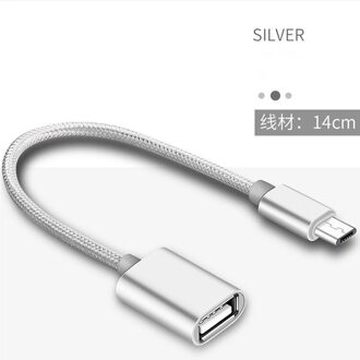 1 Pc Micro Usb Otg Kabel Naar Usb Adapter Otg Opladen Micro Charger Data Kabel Converter Voor Xiaomi Voor Samsung voor Huawei zilver