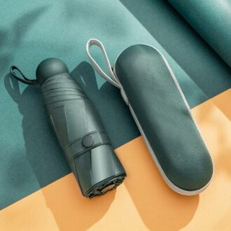 1 Pc Mini Capsule Paraplu Vijf Opvouwbare Zonbescherming Anti-Uv Paraplu Vrouwen Zonnescherm Pocket Paraplu In Vrouwen Met Opslag doos groen