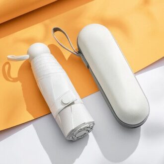 1 Pc Mini Capsule Paraplu Vijf Opvouwbare Zonbescherming Anti-Uv Paraplu Vrouwen Zonnescherm Pocket Paraplu In Vrouwen Met Opslag doos wit