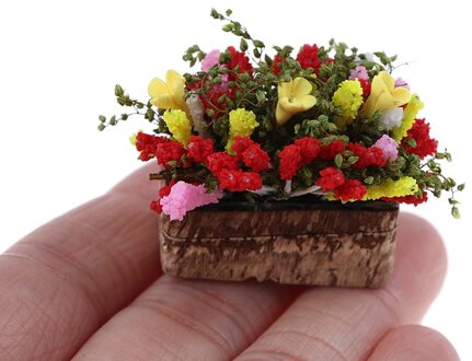 1 Pc Mini Miniatuur Bonsai Bloem Bush Met Hout Pot (Kleur: Multicolor) Verkoop 1/12 Dollhouse Miniatuur Multicolor