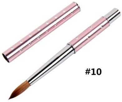 1 Pc Nail Art Acryl Borstel Metalen Handvat Met Diamant Haar Potlood Uv Gel Tekening Schilderen Nail Liner Brush Pen manicure Gereedschap