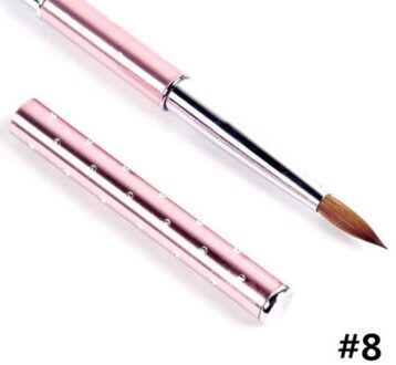 1 Pc Nail Art Acryl Borstel Metalen Handvat Met Diamant Haar Potlood Uv Gel Tekening Schilderen Nail Liner Brush Pen manicure Gereedschap