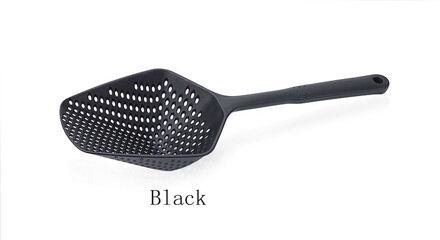 1 Pc No-Stok Plastic Afvoer Schop Theepot Water Lekkende Schop Ijs Schop Vissen Hek Colanders Keuken Gadget Koken tool zwart