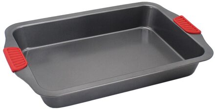 1 Pc Non-stick Bakplaat Cake Pan Carbon Staal Bakvormen Siliconen Handgrepen Rechthoekige Bakplaat Voor Dessert Shop restaurant