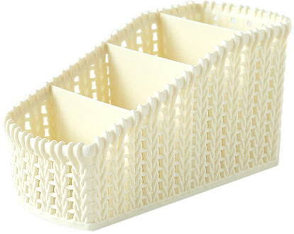 1 Pc Office Plastic Opbergdoos Desktop Afwerking Doos Cosmetica Puin Case Bureau Organisator Sieraden Opbergdozen Vier Rooster Beige