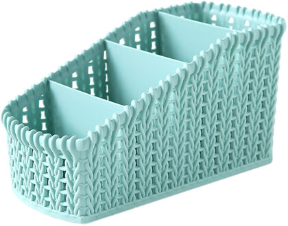 1 Pc Office Plastic Opbergdoos Desktop Afwerking Doos Cosmetica Puin Case Bureau Organisator Sieraden Opbergdozen Vier Rooster licht blauw