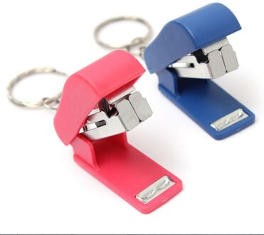 1 Pc Office School Thuis Papier Binding Binder Paperclip Mini Nietmachine Met Sleutelhanger School Kantoorbenodigdheden Briefpapier Willekeurige Kleur