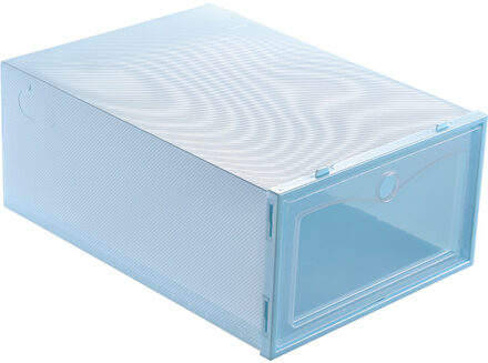 1 Pc Opvouwbare Clear Schoenen Doos Plastic Stapelbare Opslag Schoen Organizer Home Storage Organizer Effen Kleur Transparante Schoenen Doos blauw L