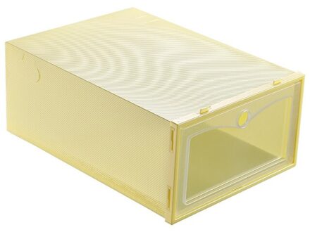 1 Pc Opvouwbare Clear Schoenen Doos Plastic Stapelbare Opslag Schoen Organizer Home Storage Organizer Effen Kleur Transparante Schoenen Doos geel L