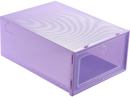 1 Pc Opvouwbare Clear Schoenen Doos Plastic Stapelbare Opslag Schoen Organizer Home Storage Organizer Effen Kleur Transparante Schoenen Doos paars L
