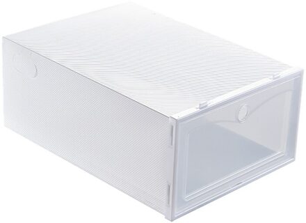 1 Pc Opvouwbare Clear Schoenen Doos Plastic Stapelbare Opslag Schoen Organizer Home Storage Organizer Effen Kleur Transparante Schoenen Doos wit S