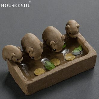 1 Pc Paarse Klei Thee Huisdier Biggetjes Drink Water Chinese Ruwe Aardewerk Kung Fu Thee Set Woondecoratie Ambachten thee Accessoires
