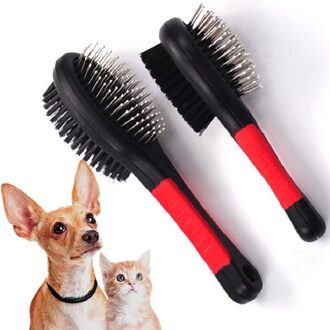 1 Pc Pet Zwart Dubbelzijdig Bad Borstel Kat Hond Levert Kam Huisdier Gezichten Bont Grooming Tool Voor Lange Korte haar Honden Puppy Mascotas 18x6.5cm