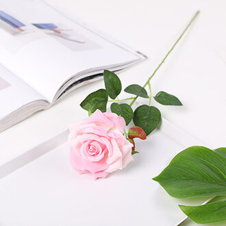 1 Pc Rode Rozen Tak Zijde Kunstbloemen Wit Roze Paars Long Stem Rose Bloem Bruiloft Decoratie Thuis Tafel Decor Flannel roze