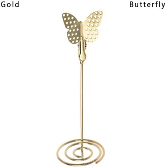 1 PC Romantische Bruiloft Plaats Kaarthouder Romantische Vlinder Flamingo Patroon Metalen Foto Clip Desktop Decoratie Stand Paper Clamp vlinder goud