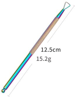 1 Pc Rose Gold Kleurrijke Kameleon Dual-Ended Rvs Remover Nail Cuticle Pusher Puntjes Pen Nail Art Gereedschap