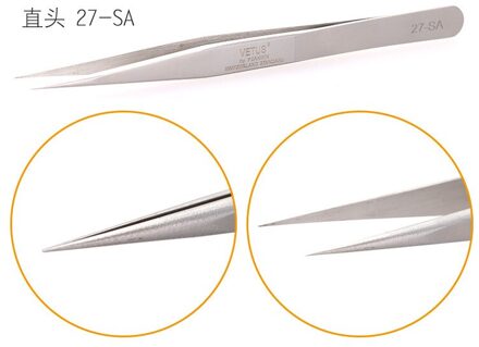 1 Pc Rvs Anti-Statische Wimper Pincet Superhard Wimper Extension Beste Pincet Gebogen Rechte Styling Tools 27 SA
