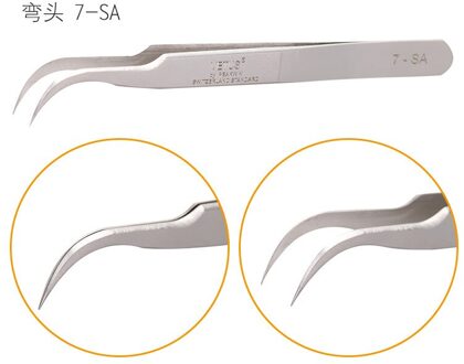 1 Pc Rvs Anti-Statische Wimper Pincet Superhard Wimper Extension Beste Pincet Gebogen Rechte Styling Tools 7 SA