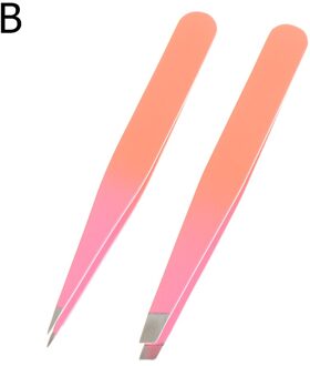 1 Pc Rvs Gebogen/Straight Wimpers Pincet Valse Eyeashes Extension Wees Clip Applicator Nail Art Supplies 2stk B