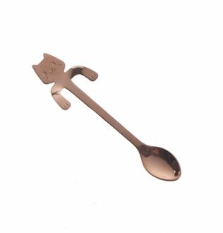 1 pc rvs Kat koffie lepel dessertspoon ijs lepel snoep theelepel Keuken Benodigdheden roos goud
