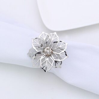 1 Pc Servetringen Hollow Out Bloem Voor Bruiloft Diner Verjaardagen Familiebijeenkomsten Tafel Decor Servet Houder zilver